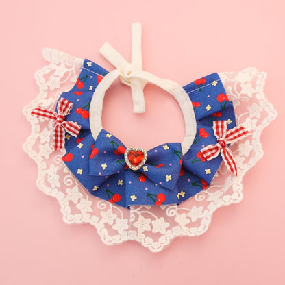 Mokka - Cherry Lace Bow Cat Collar Collar