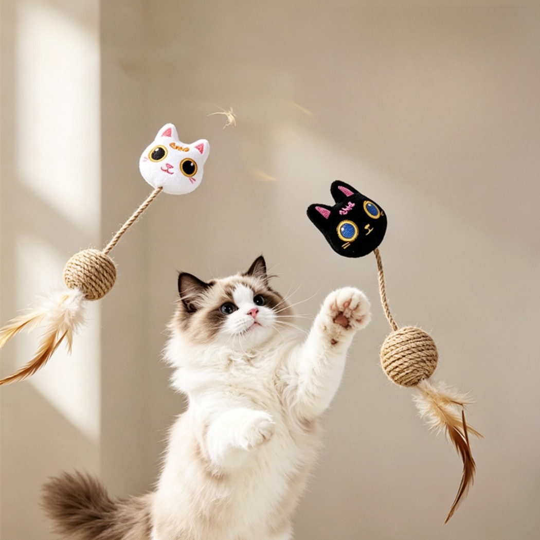 Moo - Ball Style Feather Detail Cat Toy