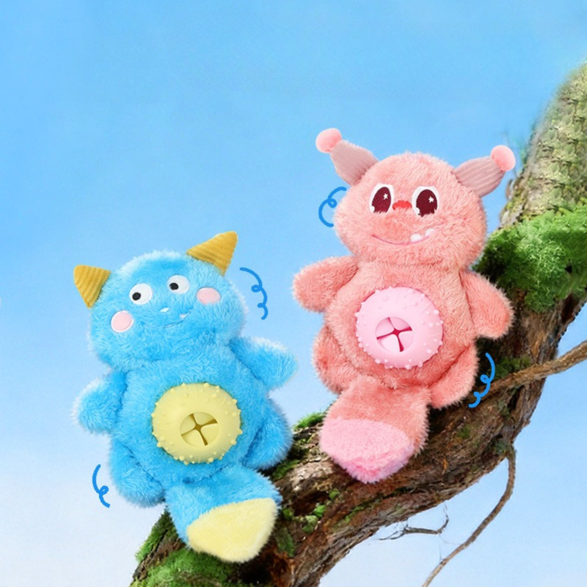 Petkin plush monster dog toy with treat partially visible inside