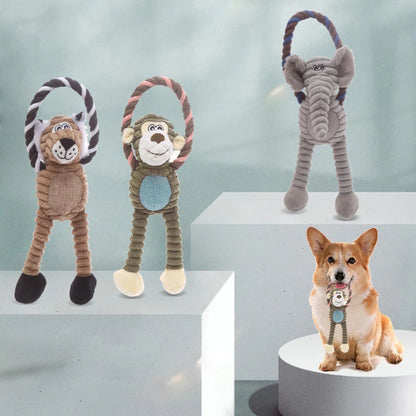 Petkin - Plush Animal Character Rope Loop dog toy