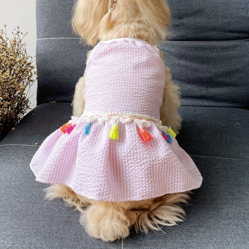 Ozzie - Casual Tassel Trim Dog and Cat Pet Dress
