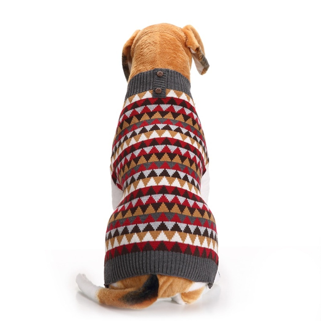 Ozzie - Red Geometric Knit Dog Sweater