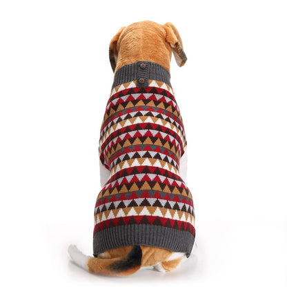 Ozzie - Red Geometric Knit Dog Sweater
