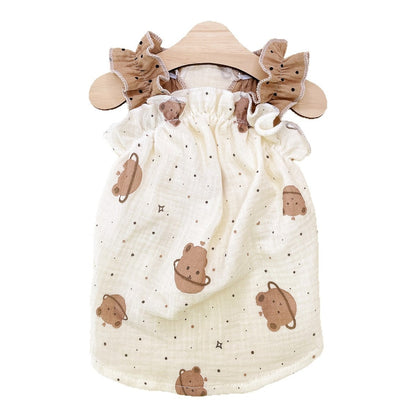Ozzie - Princess Ruffle Strap Bear Print Pet Dress