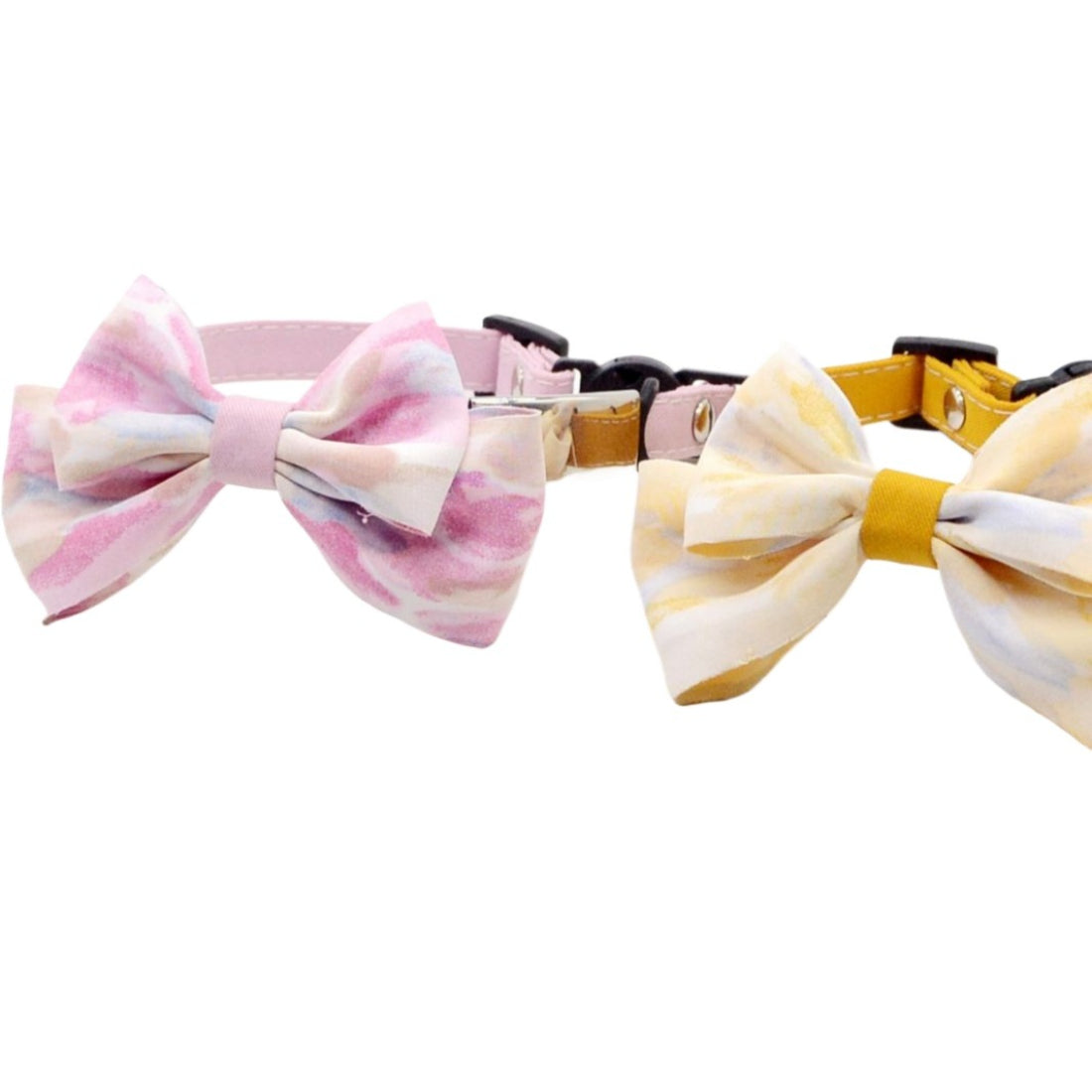 Mokka cat collar packaging with bow and floral watercolor pattern