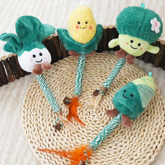 Moo – Plush Vegetable Cat Teaser Wand