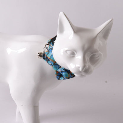 Mokka Plaid Breakaway Cat Collar photographed from above showing full collar length