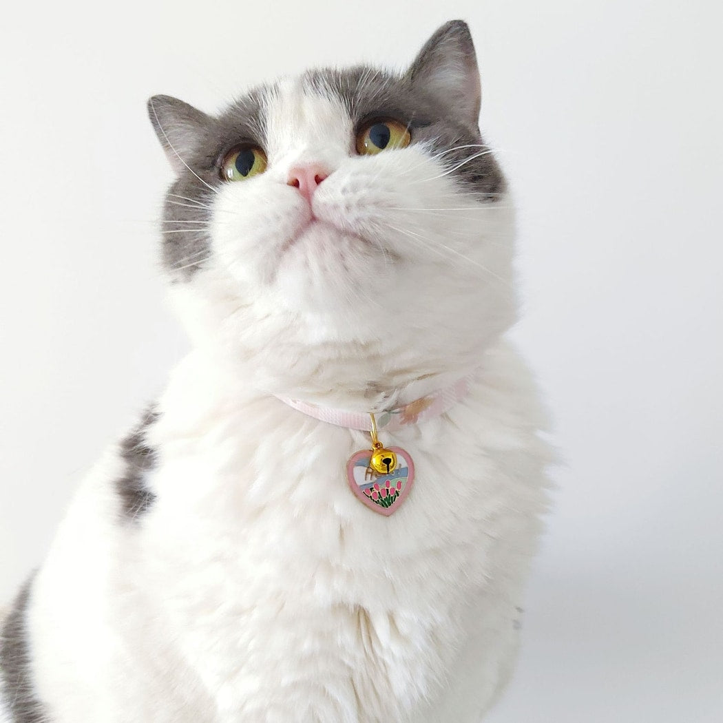 Mokka - Floral Bell Pendant Adjustable Cat Collar