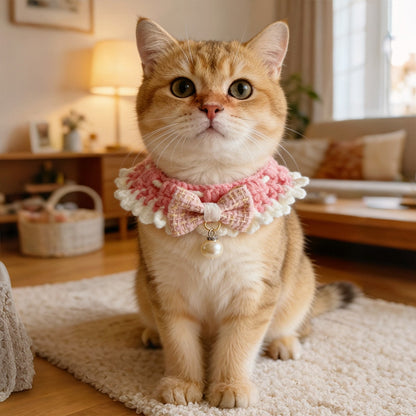 Mokka - Decorative Ruffle Edge Bow Tie Cat Collar