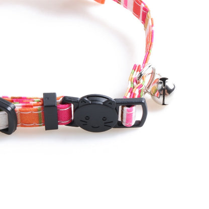 Rainbow stripe bow tie detail on Mokka adjustable cat collar