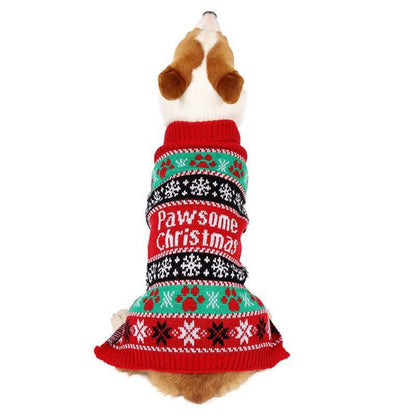 Ozzie - High Neck Snowflake Slogan Pet Dog Sweater