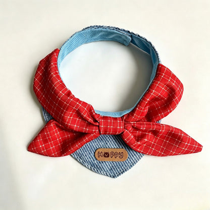Mokka - Plaid Bow Bib Pet Neckwear