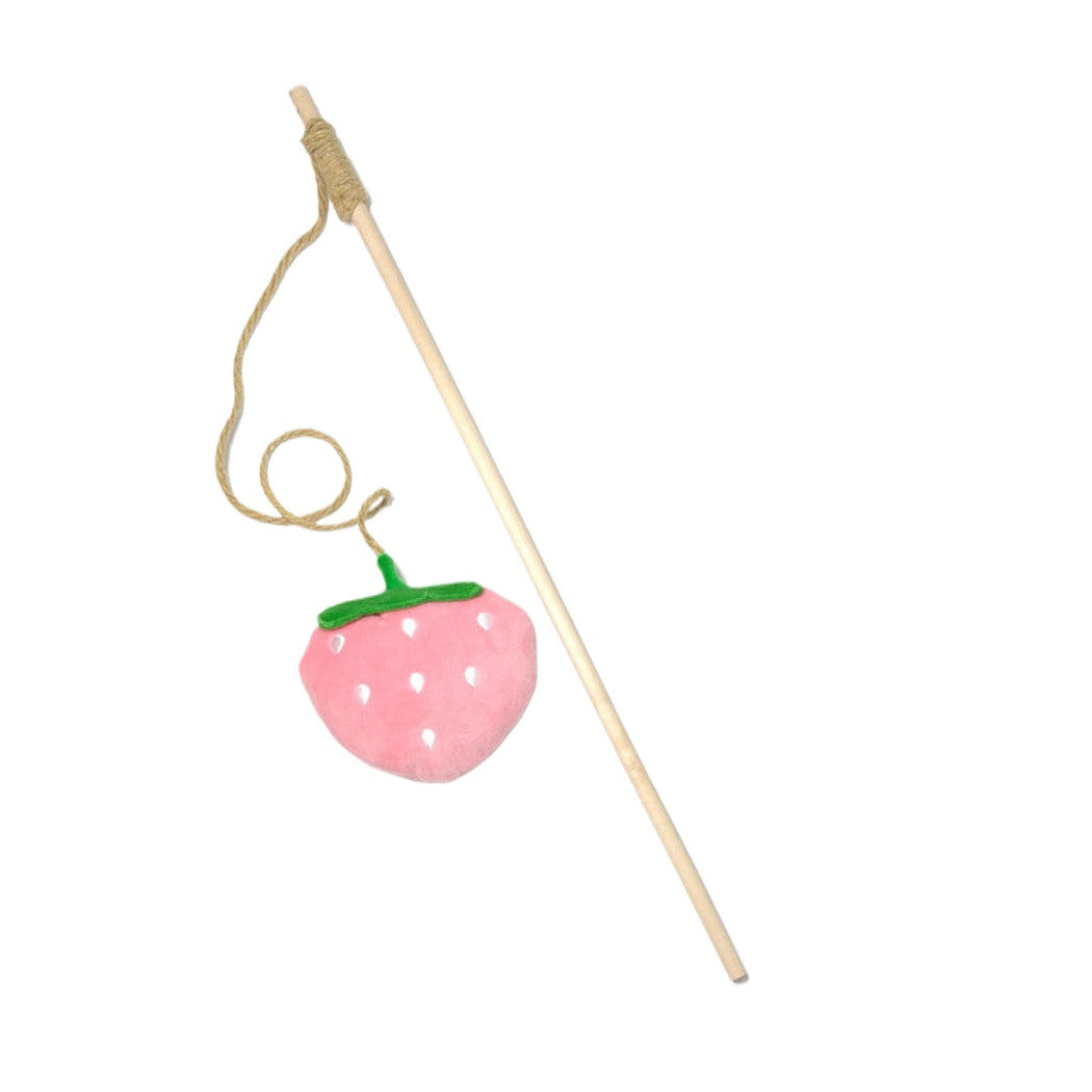 Moo - Strawberry Plush Wand Cat Toy