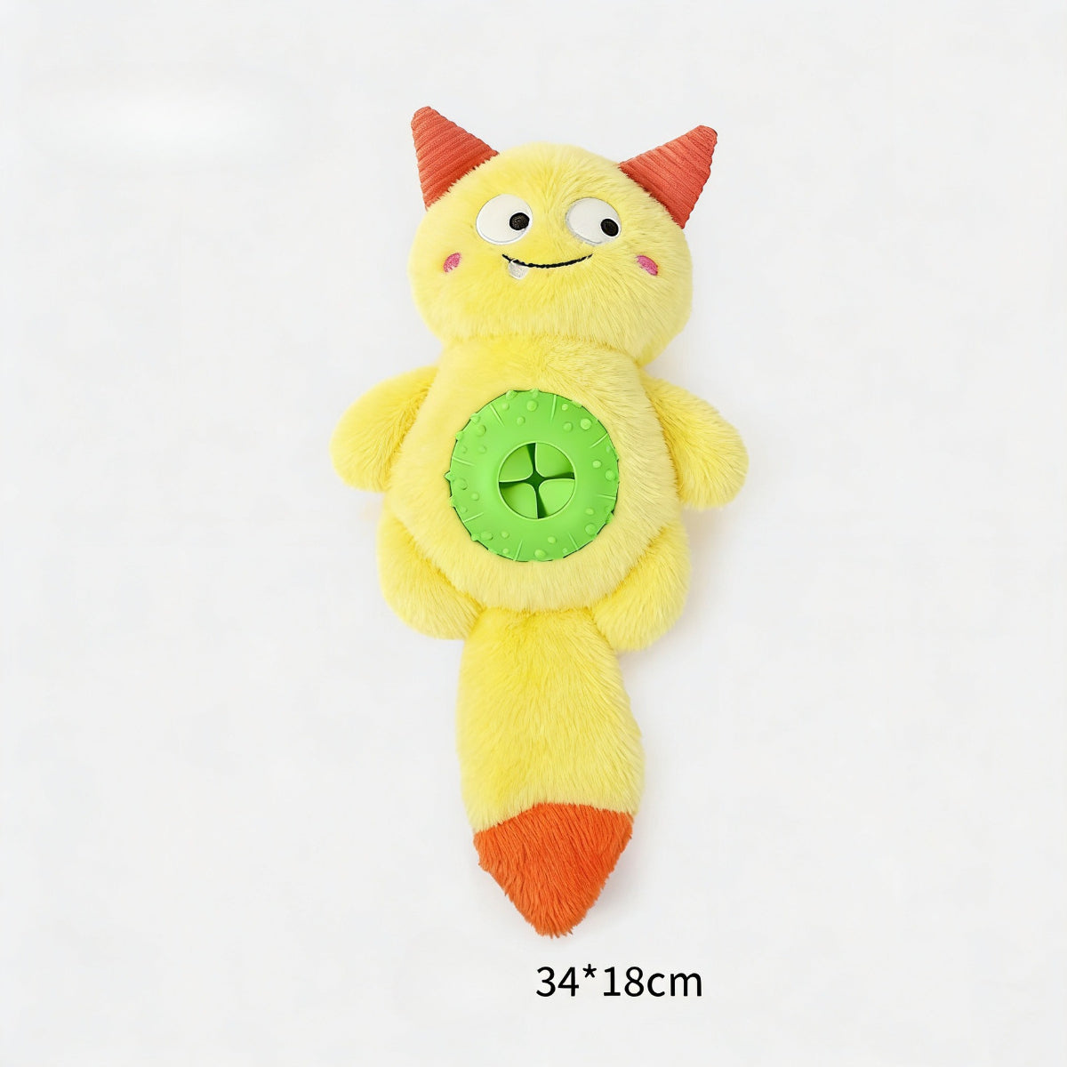 Petkin plush monster dog toy with open treat compartment showing interior
