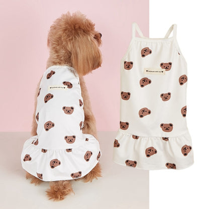 Ozzie - Bear Print Tank Top Style Pet Dress