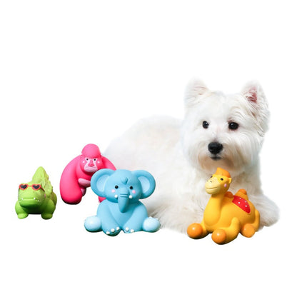 Petkin cartoon animal squeaky dog toy shaped like a yellow chick with orange beak