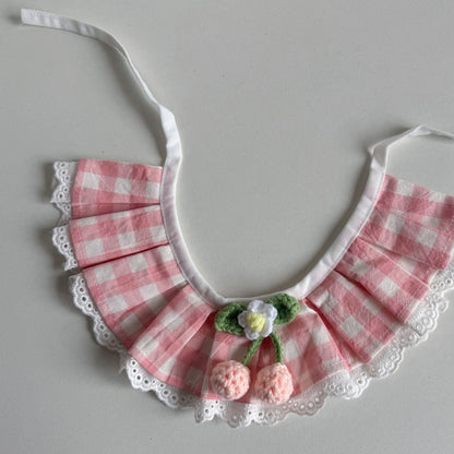 Mokka - Plaid Ruffled Bib Lace Pet Neckwear