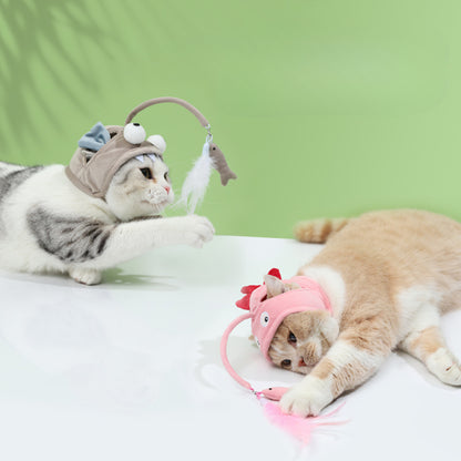 Moo Feathered Cat Hat displayed on a white background