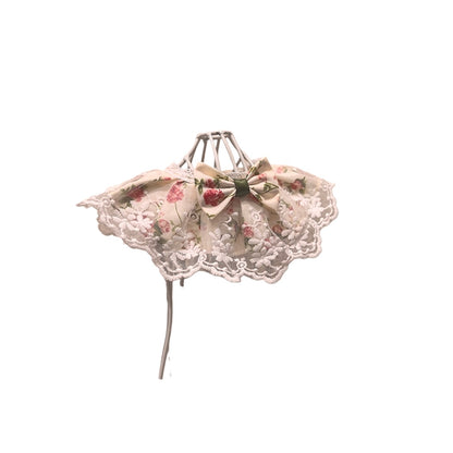 Mokka - Vintage Rose Bow Lace Ruffle Pet Collar