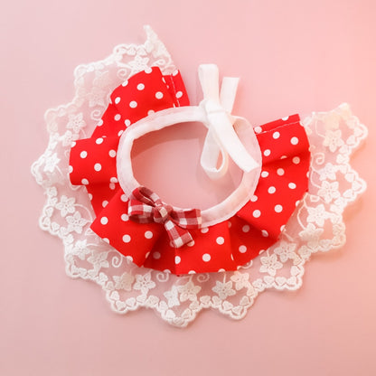 Mokka - Plaid Cherry Polka Dot Cat Collar