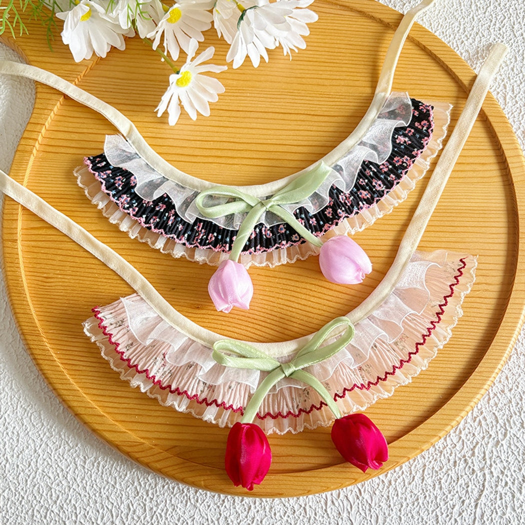 Mokka - Floral Lace Trim Pet Collar