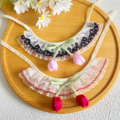 Mokka - Floral Lace Trim Pet Collar