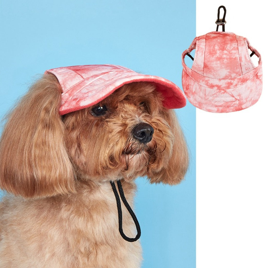 Ozzie tie-dye dog baseball cap folded to show inner lining