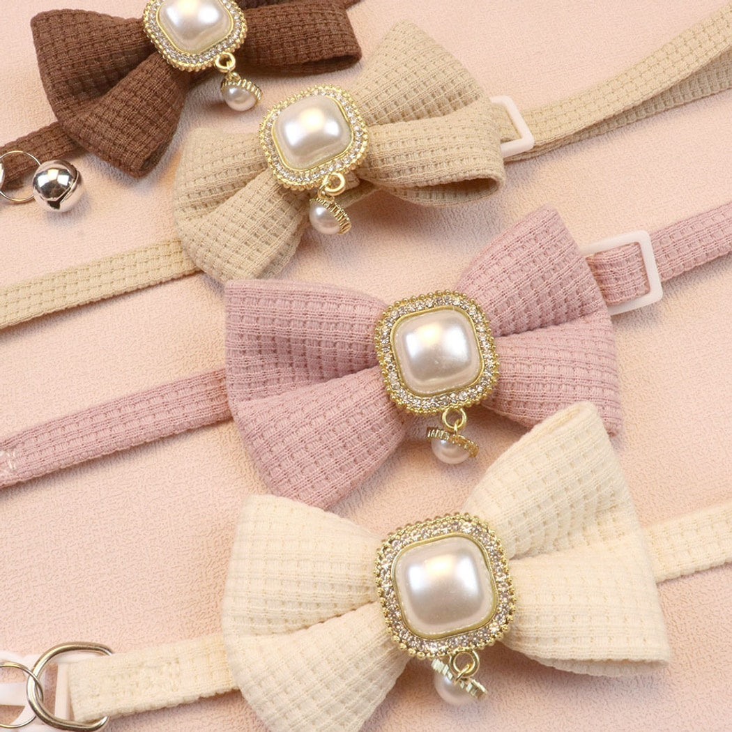 Mokka - Chic Solid Color Bow Cat Collar