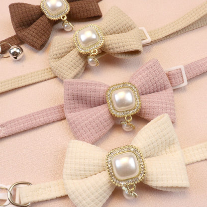 Mokka - Chic Solid Color Bow Cat Collar