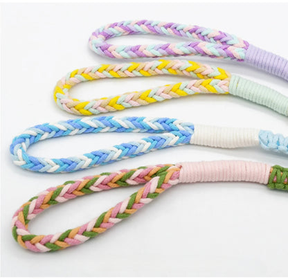 Close-up of Loofie floral braided dog leash showing braided pattern