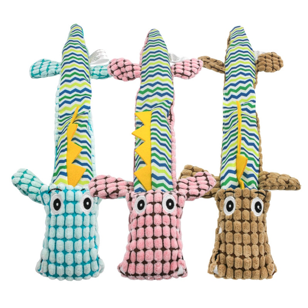 Petkin - Squeaky Plush Crocodile Interactive Dog Toy