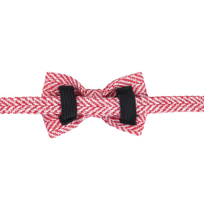 Mokka herringbone bow tie cat collar shown with bow tie facing forward