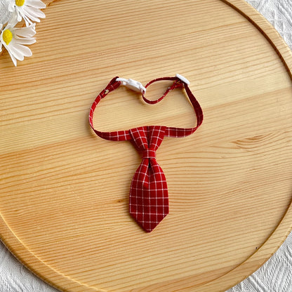 Mokka - Plaid Tie Accent Adjustable Cat Collar
