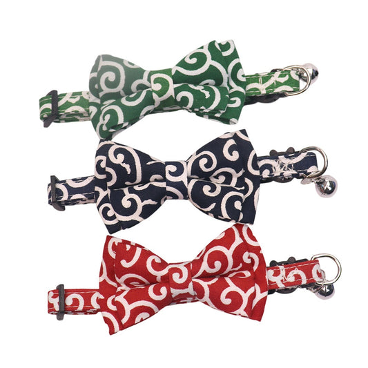 Mokka - Folksy Style Scroll Print Bow Cat Collar