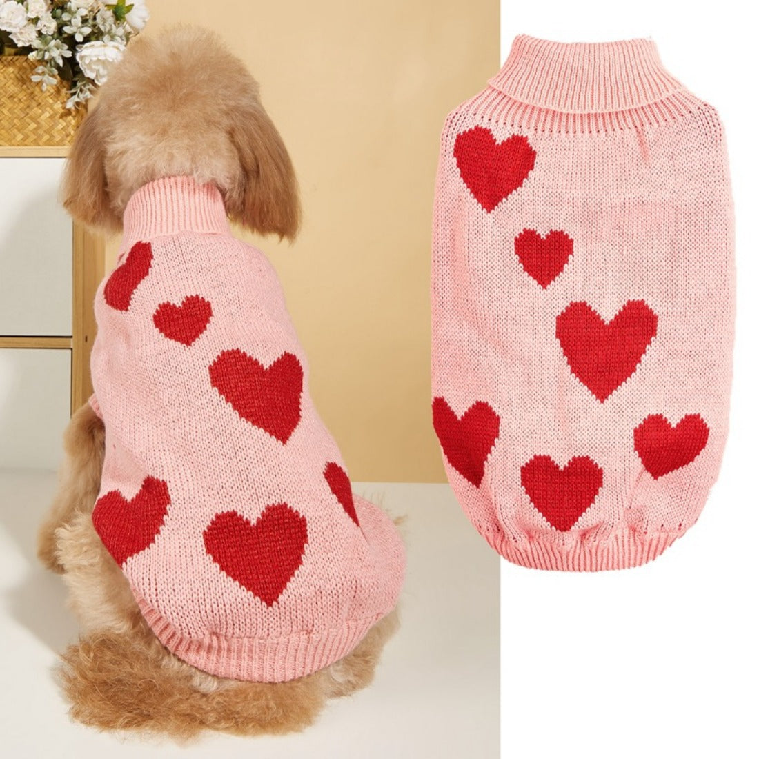 Ozzie - Valentine's Day Heart Pattern Pet Sweater