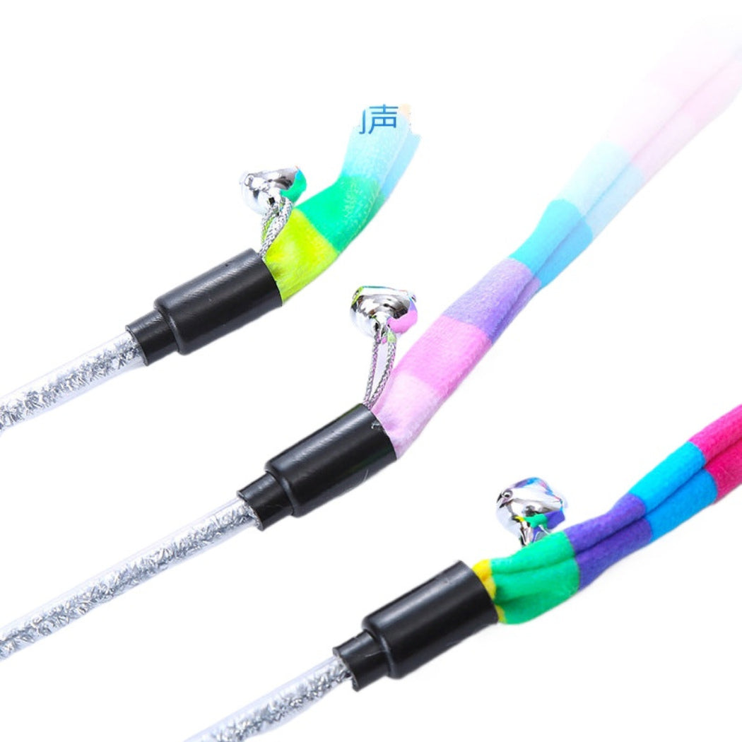 Moo - Rainbow Striped Bell Wand Cat Toy