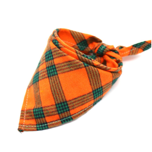 Furbud - Orange Green Winter Plaid Pet Bandana