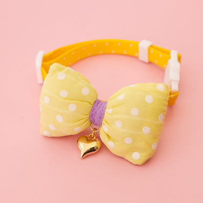 Mokka - Plaid or Polka Dot Bow Bell Pet Collar