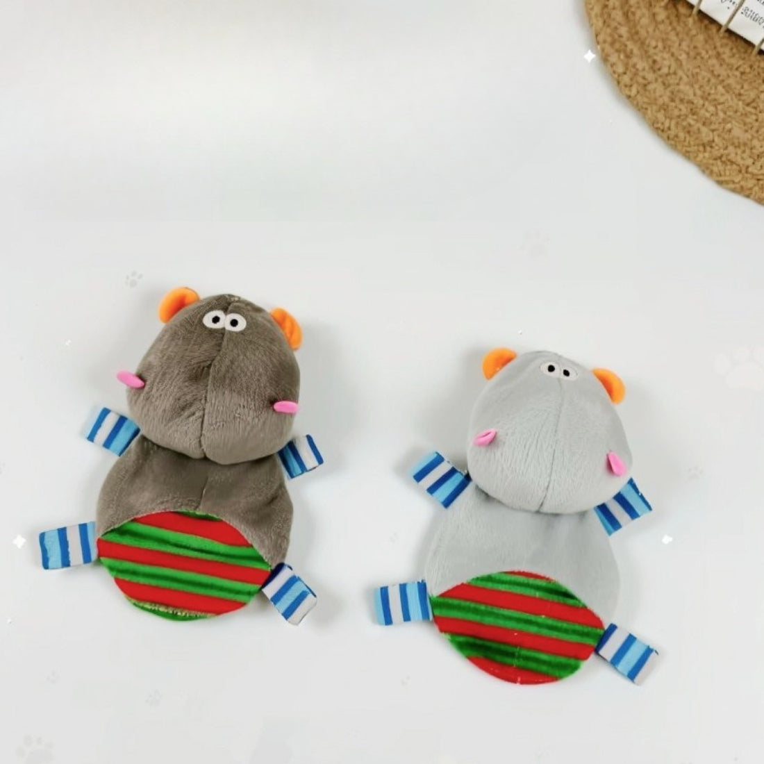 Moo interactive hippo cat plush toy sitting with a smiling face and soft fabric