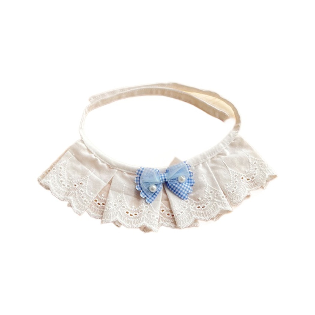 Mokka - Bow Lace Trim Cat Collar