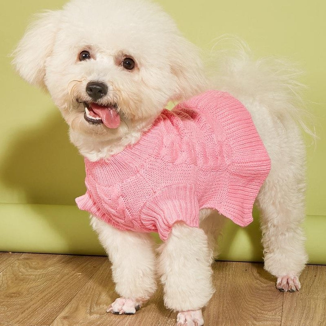 Ozzie - Ruffle Hem Pet Sweater Dress