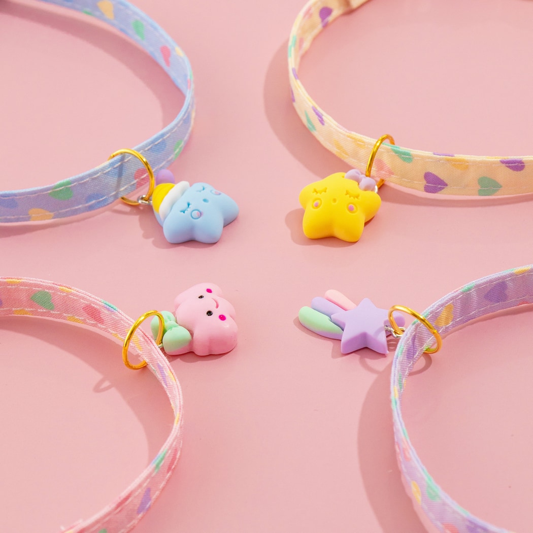 Mokka - Adjustable Heart Print Princess Style Cat Collar