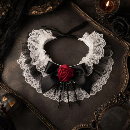 Mokka - Halloween Rose Lace-Look Pet Neckwear