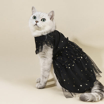 Ozzie - Decorative Black Pet Dress with Tulle Trim