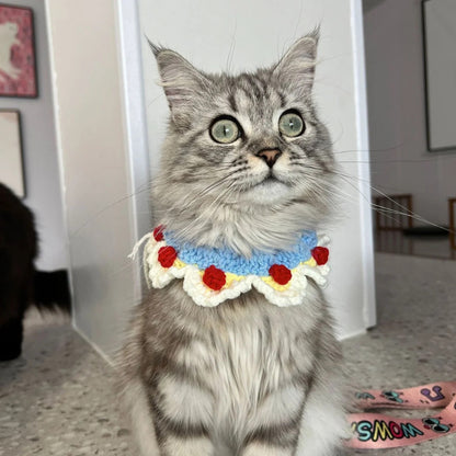 Mokka - Floral Crochet Tie-on Cat Collar