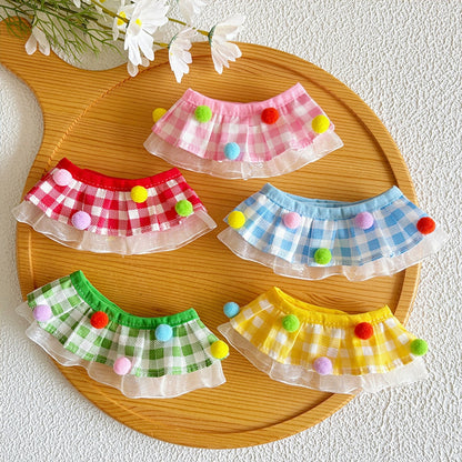 Mokka - Ruffle Edge Plaid Pet Collar