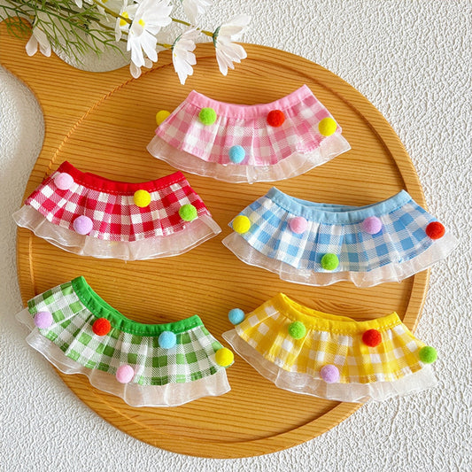 Mokka - Ruffle Edge Plaid Pet Collar