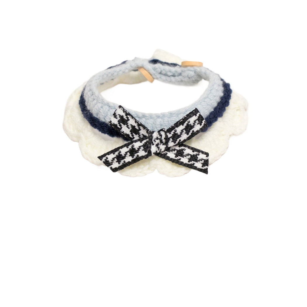 Mokka - Houndstooth Bow Scalloped Cat Neckwear