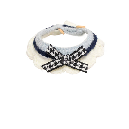 Mokka - Houndstooth Bow Scalloped Cat Neckwear