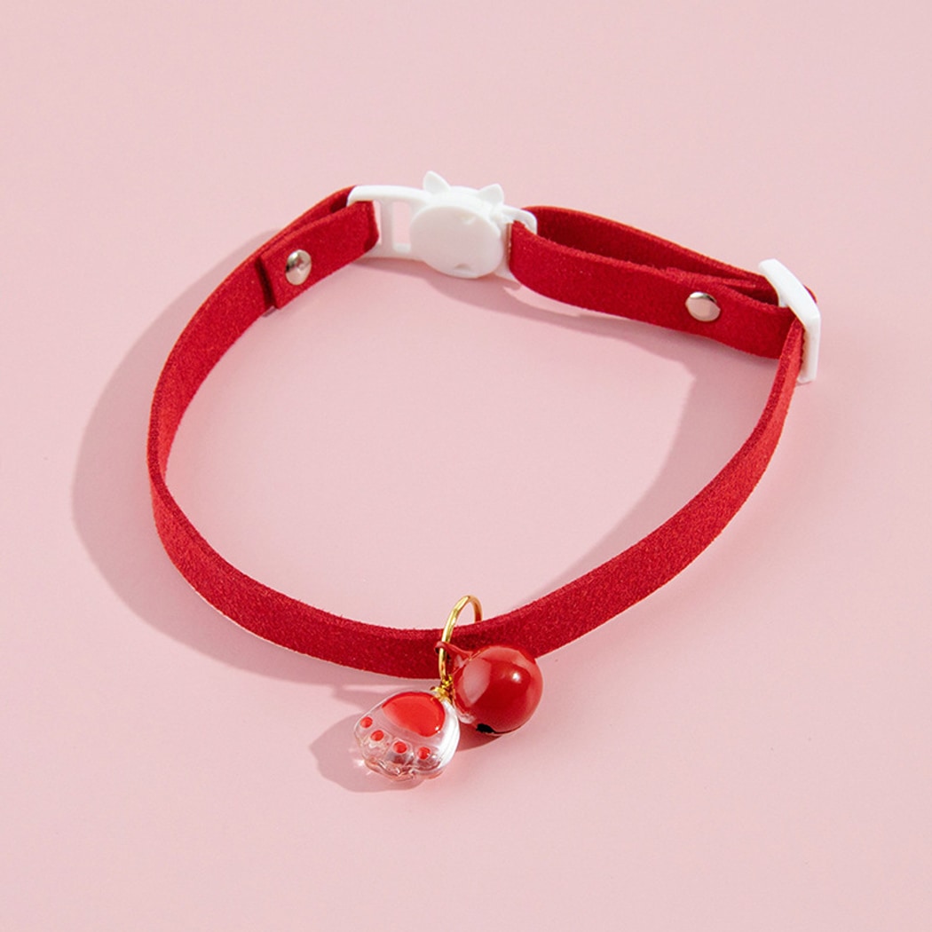 Mokka - Paw Charm Bell Accent Solid Cat Collar